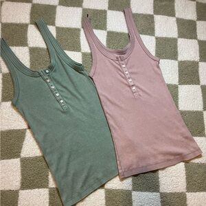 Bundle - 2 Aerie No BS Henley Tank Tops
